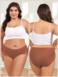 6 chiếc/gói Quần lót nữ cỡ lớn bằng cotton ren, co giãn và thoải mái, size 0XL-4XL - Nhiều màu - Xem 3