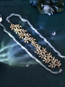 1pc Fashionable Bridal Wedding Headpiece, Luxury Rhinestone Decorated Hair Accessory, Suitable For Wedding, Party And Formal Occasions - Gold - View 6