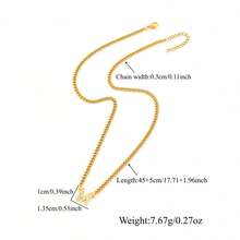 1pc Classic Simple Initial Pendant Golden Stainless Steel Chain Necklaces For Women - Yellow Gold - View 2
