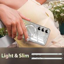 透明渐变磁性闪粉亮面电镀软TPU金色手机壳，兼容三星Galaxy S26Ultra S25FE A17 A56 A36 A55 A15 A36 A26 A16，磁吸设计，全摄像头镜头保护，适用于A系列和S系列手机 - 金色 - 查看 7