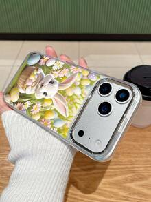 可爱复活节兔子和彩蛋图案透明手机壳，银色摄像头边框保护TPU软壳，适合复活节/日常使用/送朋友。兼容，兼容 15/ 16/ 17 Pro Max/ 14/ 17/ 16 Plus，快速发货 - 無色 - 查看 6