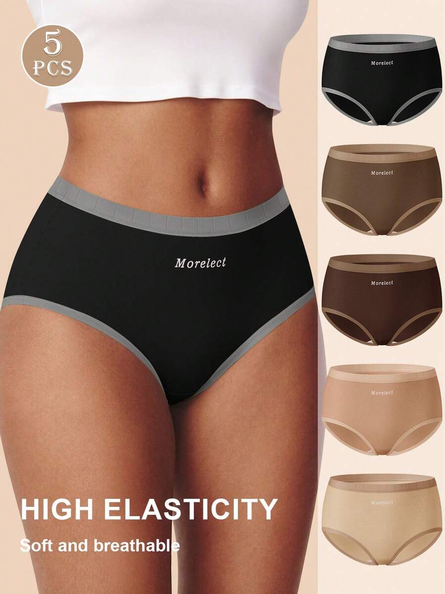 MIOTAN 5条装无缝中腰女士三角裤提臀高弹力舒适透气女士内衣 - 彩色 - 查看 1