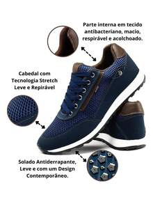 Men's Black Lightweight Jogging Shoes - Original + Free Gifts - 藏蓝色 - 查看 2