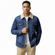 Chamarra Aborregado interior para caballero - Azul lavado oscuro - Ver 2