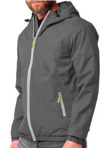 Shendy Vendy Chamarras Rompevientos Para Hombre con Capucha de Manga Larga Cremallera Completa Para Exteriores. Chamarra Deportiva Hombre Aprueba de Viento, Transpirable, Adecuada para el Uso Diario - Gris Oscuro - Ver 3