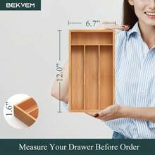 BEKVEM Small Silverware Organizer, Bamboo Kitchen Drawer Organizer, Utensil Holder, Cutlery Tray &Amp; Spoon Flatware Storage With Grooved Drawer Dividers - Màu A - Xem 6