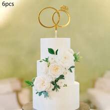 Bộ 28 món trang trí bánh bằng acrylic màu vàng, bao gồm các chữ cái từ A-Z và hình chiếc nhẫn, thích hợp cho đám cưới, tiệc đính hôn và trang trí bánh. - Nhiều màu - Xem 21