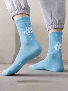 1/3/5双装青少年男童运动袜，秋冬季中筒篮球袜 - 彩色 - 查看 2