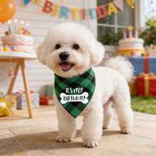 狗狗生日围巾，双面三角狗狗围巾，狗狗生日派对用品，可水洗双面狗狗围巾，男孩女孩狗狗生日礼物，格子围兜围巾，适合小型至大型犬猫宠物 - 彩色 - 查看 5