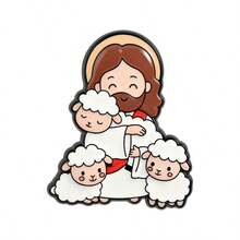 1/5pcs Cute Q-Version Jesus Text Brooch, Zinc Alloy Enamel Material, Fun Christian Theme Badge, Unisex Design, Religious Daily Accessory Gift - Multicolor - View 13
