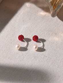 1件S925纯银镶嵌淡水珍珠和闪亮锆石肚脐环，简约甜美，适合女性日常佩戴，无需摘除。 - 銀色 - 查看 4