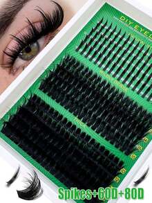 300D/200D160D/120D/100D/80D/60DLash Clusters With Spikes & Bottom Lashes 290Pcs/285Pcs/255Pcs/235Pcs/190Pcs Fluffy Volume Manga Natural Spiky Cluster False Eyelashes Fairy Cluster Lashes Wispy Manga Lash D Curl Individual Anime Mink Lashes Extensions Full Pack DIY At Home - D - 查看 2