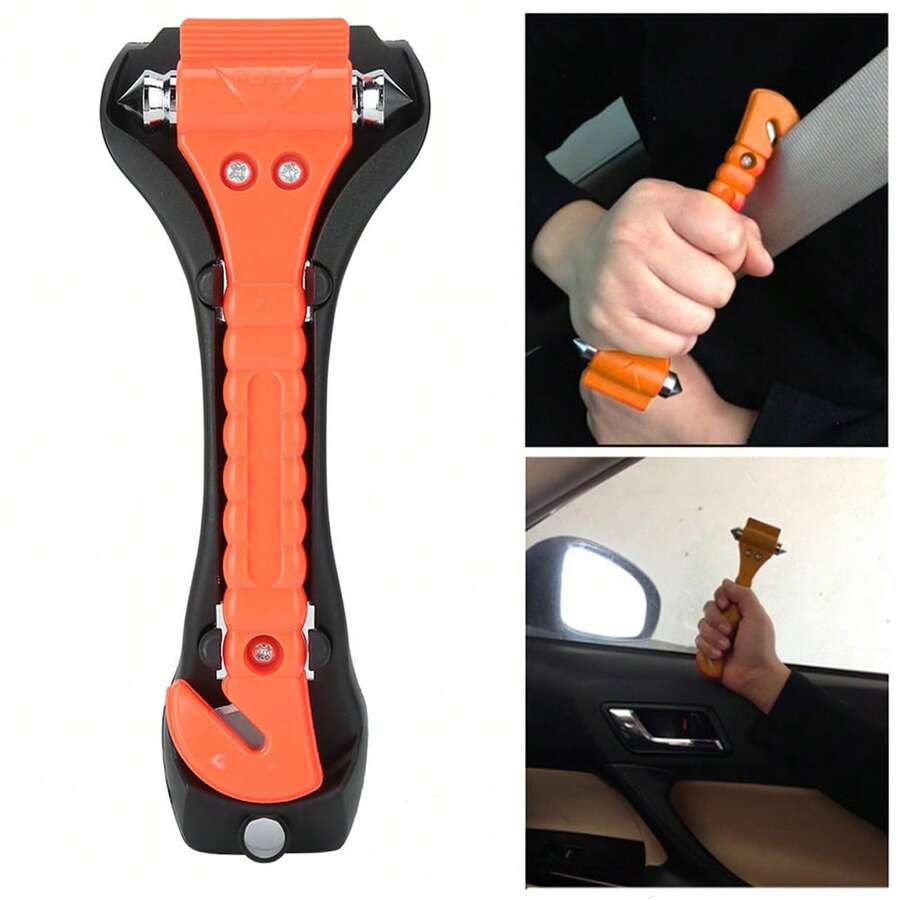 2-In-1 Emergency Car Tool: ABS Seatbelt Cutter And Window Breaker With Mounting Bracket. - A - View 1
