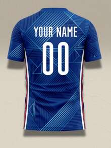 Customize Classic Men's Football Uniform Set, DIY Your Own Soccer Jersey! Custom Football Training Suit With Personalized Team Graphics - Blue - View 4