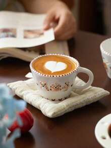 1个压花心形小熊陶瓷杯，高品质早餐牛奶杯，精致马克杯，咖啡杯，办公室拿铁杯，日常果汁杯，奢华茶杯，适合作为礼物送给朋友、亲戚和情侣，生日礼物，节日礼物 - 彩色 - 查看 9