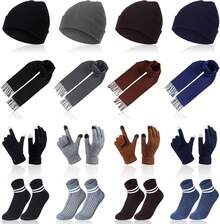Euuztu Suhine 20 Pcs Women Winter Hat Scarf Gloves Sock Earmuff Set Knitted Beanie Hat Long Scarf Touchscreen Gloves Warm Earmuffs - 1 - 查看 8