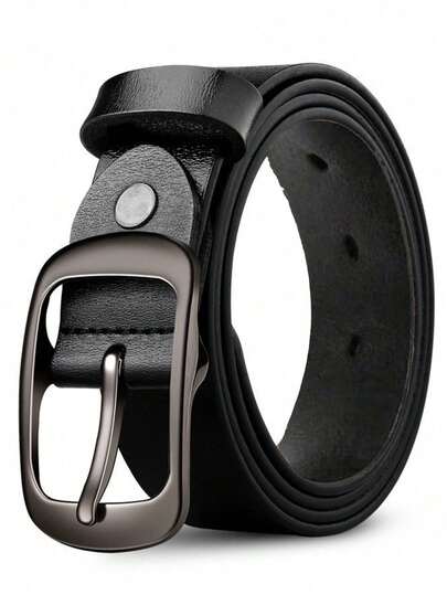 1pc 47.24in (120cm) Plus Size Women's Belt, Versatile Casual Academic Style Classic Black Buckle Waist Belt, Suitable For Daily Casual, College, Work Commute, Back To School Season, Ideal Gift