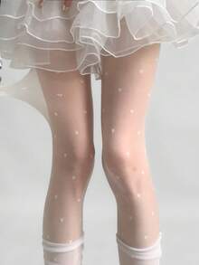 1pc Transparent Heart Print Pantyhose, Ultra-Thin Breathable Women's Leggings, Lightweight Seamless Skinny Tights, Sexy Slimming, Suitable For Spring, Summer, Autumn Occasions And Daily Wear - Multicolor - View 9