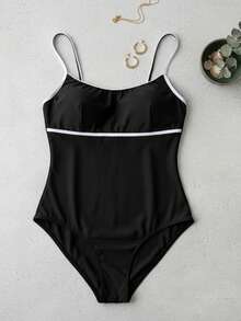 Kit 2 Body Preto e Marrom de malha plus size sem mangas com decote redondo, acabamento contrastante e tecido altamente elástico. - Preto - Visão 9