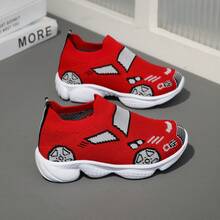 1双儿童可爱卡通图案软底休闲运动鞋，适合夏季、上学和日常穿着 - 紅色 - 查看 6