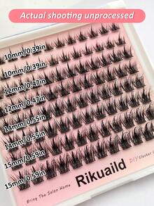 Rikuaild 96pcs Eyelash Cluster, DIY Eyelash Extension, Cluster False Eyelashes, Thin Individual Fake Lashes, D-Curl Voluminous 10-15mm Fluffy Eyelash Cluster, Ultra-Lightweight - D - View 8