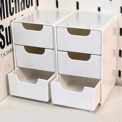 2个迷你三层抽屉收纳盒，适合收纳珠宝、发饰、耳环和其他小物件，适用于家具、办公室、书房、卧室、浴室等场所。三层桌面收纳盒，办公收纳盒，珠宝收纳盒，抽屉化妆品收纳盒，秋季卧室装饰，桌面整理，家用书桌抽屉收纳盒，圣诞装饰，圣诞礼物，情人节礼物，新年礼物（可选1/2个）