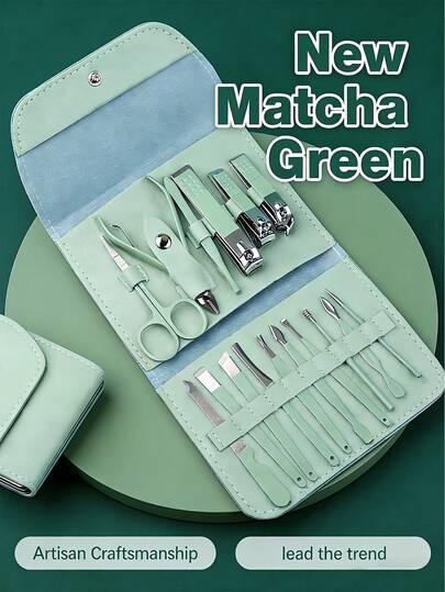 Nail Care Set Nail Clipper Kit Trim Nails And Cuticles Keep Hands Smooth Available In Multiple Colors Complete Set 16-Piece Stainless Steel Professional Manicure And Pedicure Set For Women Comes With Luxury Travel Case