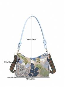 时尚亮片刺绣单肩斜挎包，女士设计，2026新款 - 藍色 - 查看 5