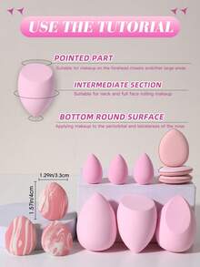 12PCS Makeup Tools Set Including:3PCS Makeup Sponges+3PCS Mini Makeup Sponges+6PCS Mini Air Cushion Powder Puffs - Multicolor - View 5