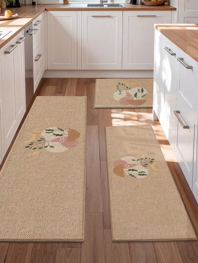 1 buc. Covoraș lung de bucătărie/baie cu model floral vintage, potrivit pentru baie, bucătărie, exterior, interior, hol