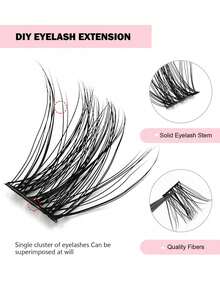 120 Pieces Of Single Eyelash Clusters, D Curl, 8-16mm Wide Stem, Diy Eyelash Clusters, Natural Style, Russian Flat Thick Fluffy Handmade False Eyelash Clusters, Suitable For Daily Life, Weddings, Dates, Parties, Music Festivals, Spring Travel And Other Occasions. Eyelashes,Lash Clusters,Lashes,Individual Eyelashes - Pink - View 4