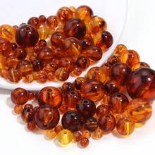 10-200pcs/Pack Amber Acrylic Round Beads 6-20mm Brown Handmade Necklace Bracelet Earring Clothing Accessories DIY Jewelry Supplies - Amber Beads - View 6