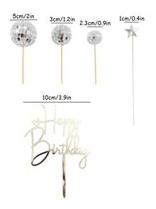 Silver Disco Ball Cake Topper, Birthday Cake Decorations Set, Reflective Mirror Ball Cake Decor, Shiny Silver Mini Disco Ball Decorations, 70s Retro Cake Decor, Suitable For 70s 80s Disco Theme Party Decorations, Birthday, Holiday Party Decorations - Multicolor - View 3