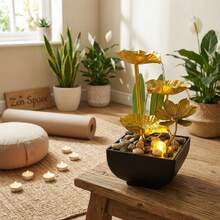 LUMIARTISAN Small Indoor Fountain Automatic Circulation Humidifier Desktop Decoration Living Room And Bedroom Relaxation Crafts - 金色 - 查看 2