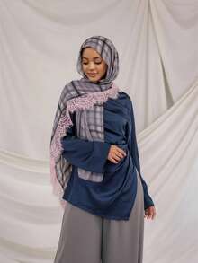 1pc Women's Bohemian Style Printed Modal Hijab With Lace, Autumn/Winter Street Style Unisex Scarf, Suitable For Daily Wear - Multicolor - View 6