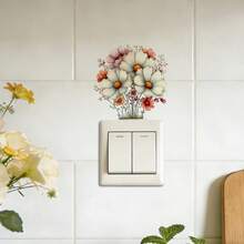 1/3 ملصقات مفتاح إضاءة بزهور ربيعية طازجة، قابلة للإزالة ذاتية اللصق من البولي فينيل كلوريد مقاوم للماء، مناسبة للمقابس والمفاتيح والأبواب وديكورات جدران المنزل وهدايا حفلات الربيع - ملصق مفتاح التشغيل - مشاهدة 2