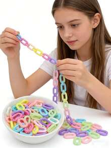 100/1000 piezas Cadena de acrílico de colores mixtos Anillo abierto de plástico Llavero Accesorios de joyería DIY Cadena abierta arcoíris - Multicolor - Ver 2