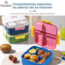Marmita Cor Surpresa Macaron - 4 Divisórias, Grande Capacidade, Presente Volta às Aulas para Meninos e Meninas (Rosa/Azul/Verde) - Multicolorido - Visão 8