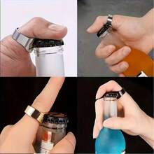 1pc Stainless Steel Ring Bottle Opener, Creative Portable Beverage Cap Removal Tool - Durable And Easy To Operate - Multicolor - View 5
