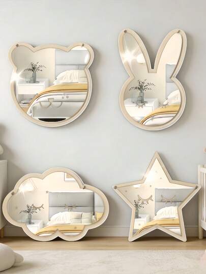 Acrylic Mirror Wall Decor, Wooden Board, Animal & Kids Room Hanging Decor, Bedroom Decoration, Wall Decor (Mirror Has A Protective Film, And The Back Of The Mirror Has A Layer Of Adhesive Paper, Which Needs To Be Peeled Off After Receiving The Item)