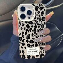 Funda de teléfono con estampado de leopardo negro para iPhone 14 15 16 Pro Max XS XR 11 11 Pro Max 12 Pro Max - Negro - Ver 4