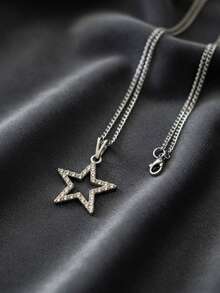 Star Studded Chain Choker Necklace Glitter Stainless Steel - 鑲釘 - 查看 4