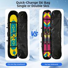 Dunkelgrau - Vollgepolsterter Einzelbrett-Skisack, beinhaltet eine feste Vorrichtung für ein oder zwei Bretter, Größe 163cm, kann Ski, Skistiefel, Helm, Bindungen, Kleidung und die meiste Skiausrüstung aufnehmen - Dunkelgrau - Übersicht 5