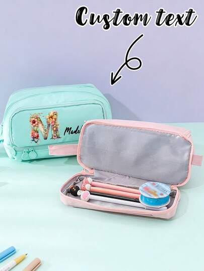 กล่องดินสอตั้งโต๊ะแบบกำหนดเองได้/ตัวอักษร/ข้อความ - อุปกรณ์การเรียนและสำนักงาน พร้อมช่องซิป 4 ชั้น, ที่ใส่ปากกาอเนกประสงค์, ยินดีต้อนรับการสั่งซื้อจำนวนมากและขายส่ง (สามารถเพิ่มชื่อ/โลโก้ของคุณได้)