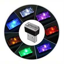 1 pieza Mini luz nocturna LED alimentada por USB para automóvil, lámpara de ambiente de color de contraste acrílica, luz decorativa multicolor de material de PC con función de iluminación de emergencia, luz decorativa LED universal para automóvil para el tablero de instrumentos/espacio entre asientos/portavasos - A - Ver 4
