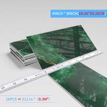 Luxury Green Marble With Gold Veins Self-Adhesive Tile Stickers 4x8 Inch Thickened Crystal Foam Waterproof Oil-Proof Backsplash Tiles For Kitchen 16/32/64 Pcs - SJM - View 9