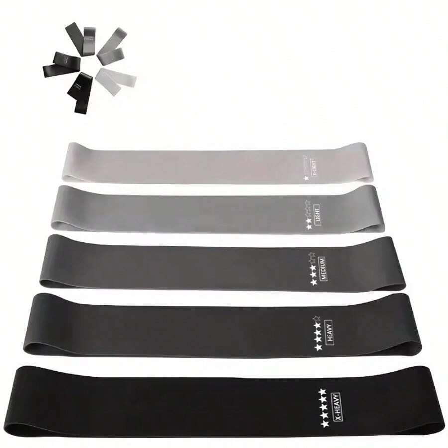 Black & Grey Gradient Resistance Band With Elastic Strap, Made Of TPE Material. Suitable For Beginner Yoga, Stretching Exercises, Pilates - Multicolor - View 1