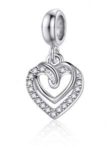 1pc Minimalist Hollow Heart Shaped Pendant, DIY Bracelet Beads, Pendant, Charm, Creative DIY Accessory - Multicolor - View 3