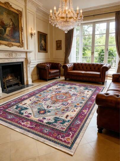 1 adet Vintage Mor Retro Desenli Halı, Rahat ve Şık, Çok Yönlü Dekorasyon, Oturma Odası, Ev Dekorasyonu, Kapı Paspası, Yatak Odası, Dış Mekan, Alışveriş Merkezleri, Kafeler, Marketler ve Daha Fazlası İçin Uygun, Dış Mekan Dekorasyonu İçin Mükemmel Bir Tatil Hediyesi!