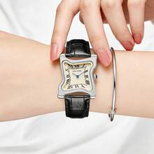 1块石英表，Y2K不规则造型熔化扭曲女士腕表，时尚高端，防水，小众复古风格石英表 - 均碼 - 查看 10